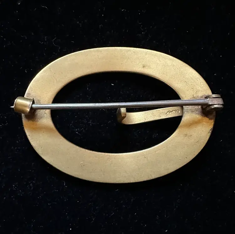 Victorian Gold Gilded Sash Pin Buckle Design Etched Acorn Oak Leaf