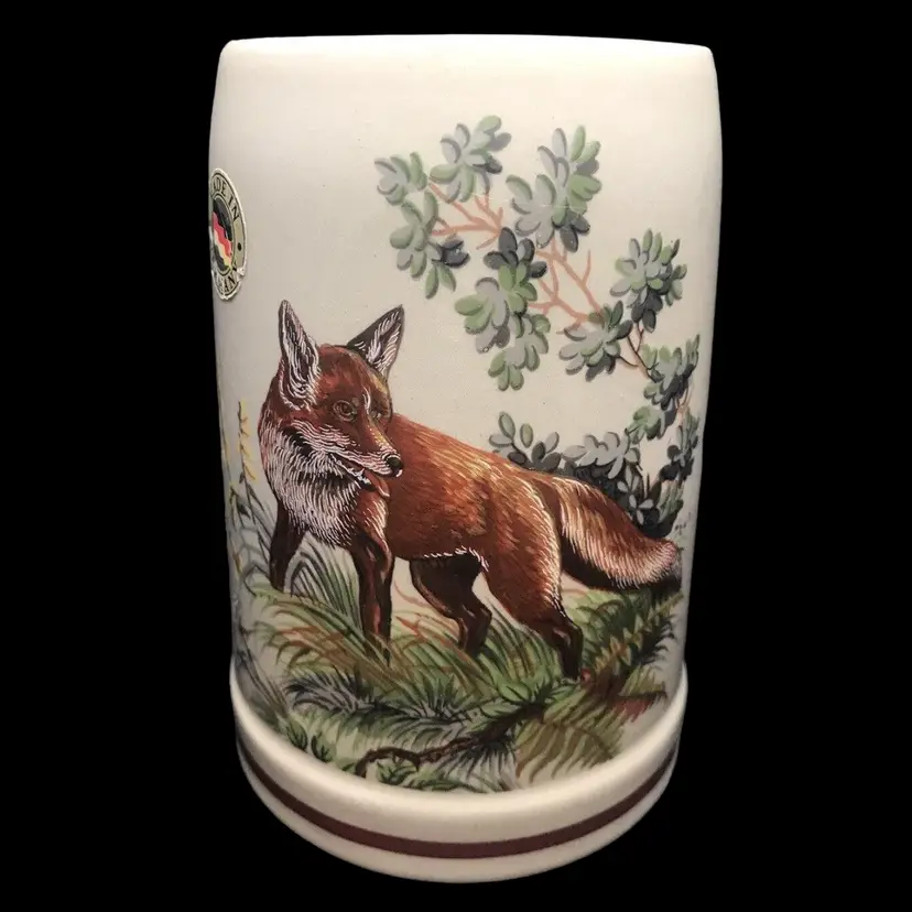 Vintage King Germany Hand Made Painted Fox In Woods Half Liter 0.5L Beer Stein
