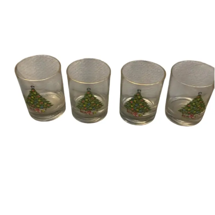 Christmas Cocktail Glasses 3 1/4 X 4 1/8 Inches
