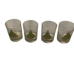 Christmas Cocktail Glasses 3 1/4 X 4 1/8 Inches