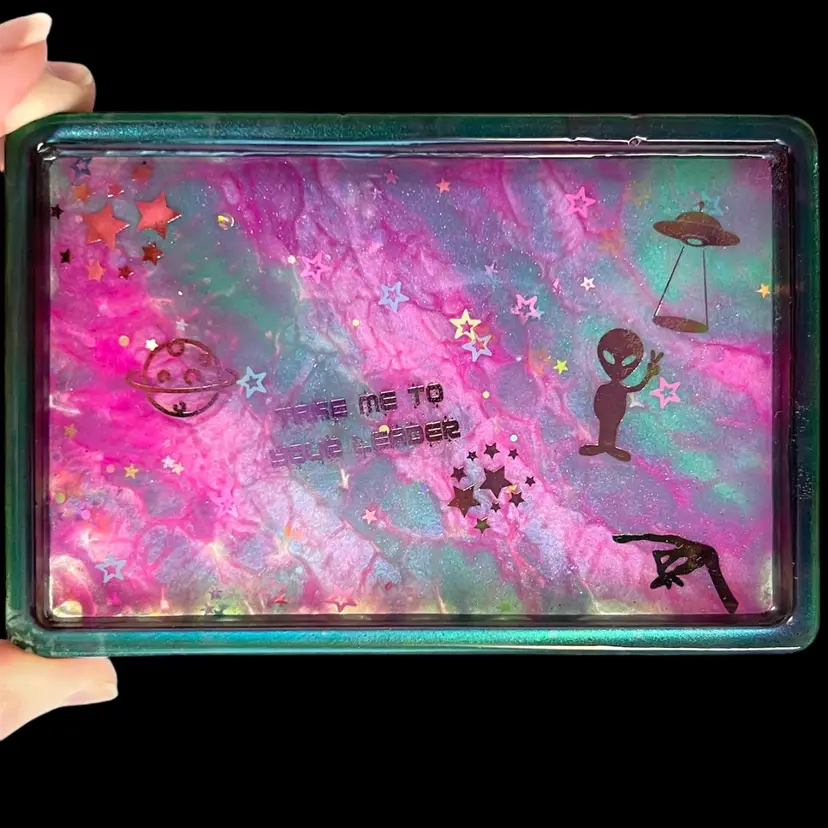 Take Me to Your Leader Resin Tray. Alien 👽Abduction! Approx 6" x 4".