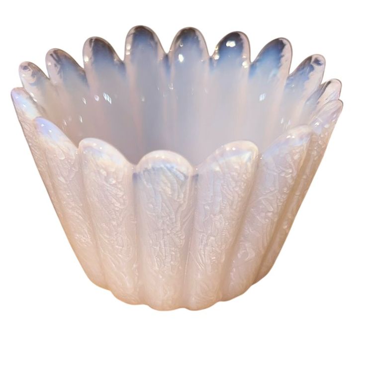 #01 - Pink Opalescent Glass Bowl/Candle Votive 4” UV GLOW