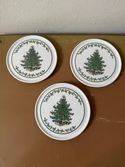Spode Melamine Round Christmas Tree Trivets Plates, Set Of 3