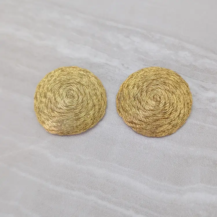 Vintage Clip On Earrings Large 1 & 1/8" Gold Tone Twisted Rope Statement