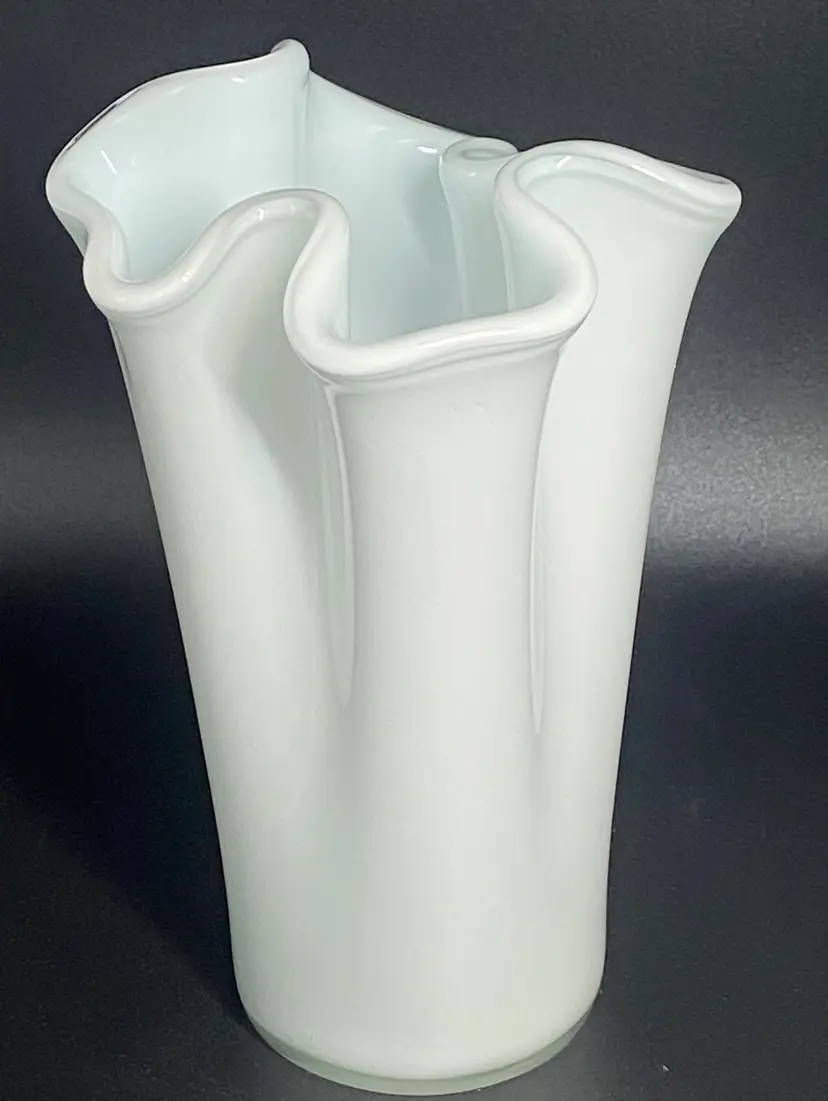Handkerchief Milk Glass Vase, 7.25" Tall
