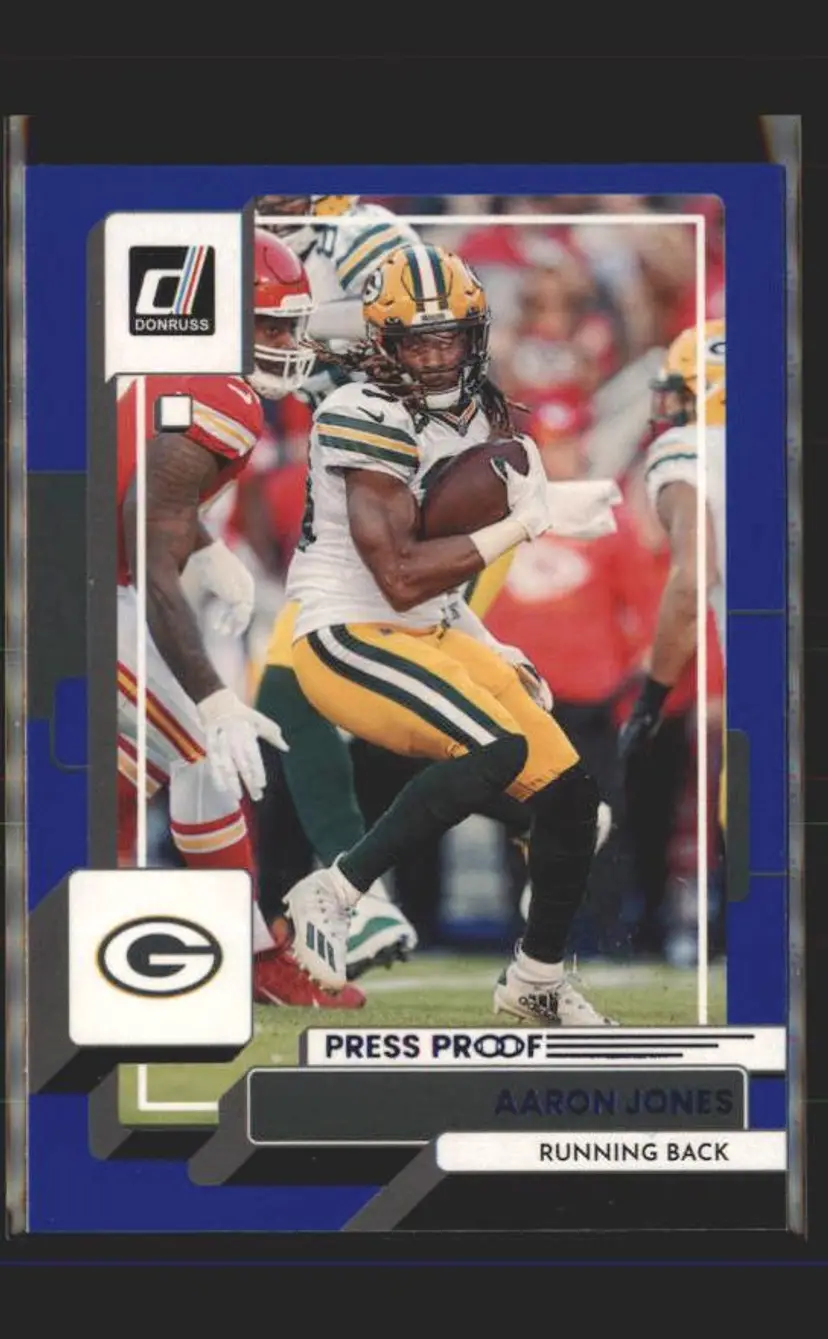 2022 Donruss #98 Aaron Jones Blue Press Proof - (139) - Green Bay Packers