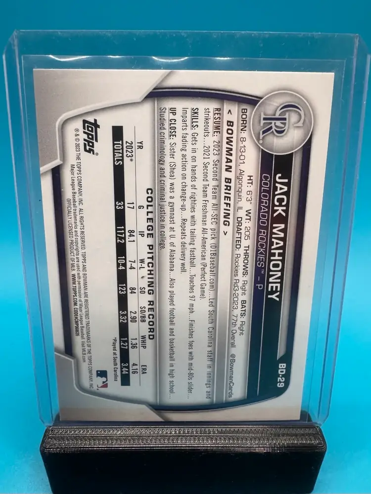 Jack Mahoney 1st Bowman Orange /25 Colorado Rockies