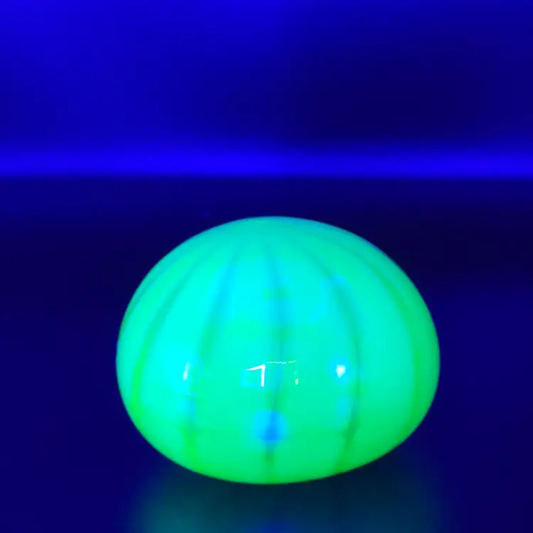 Levay Glass Green Iridescent paperweight GLOWS