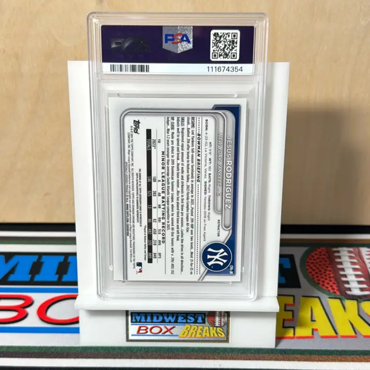 Jesus Rodriguez 1st Auto #CPAJR PSA 9 2024 Bowman New York Yankees