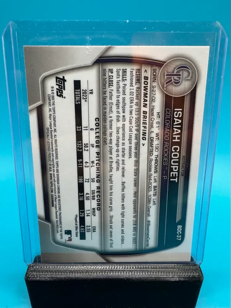 Isaiah Coupet 1st Bowman Chrome Refractor Colorado Rockies