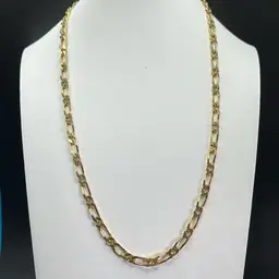 Monet Gold Tone, Figaro Necklace, Fold Over Box Clasp, 22” Long