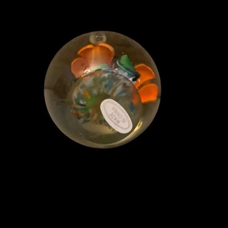 Paperweight W/orange Flowers