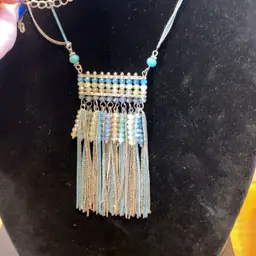 29” Teal & Silver Necklace With Beads
