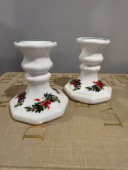 Pfaltzgraff Christmas Heritage Pair Candlestick Holders