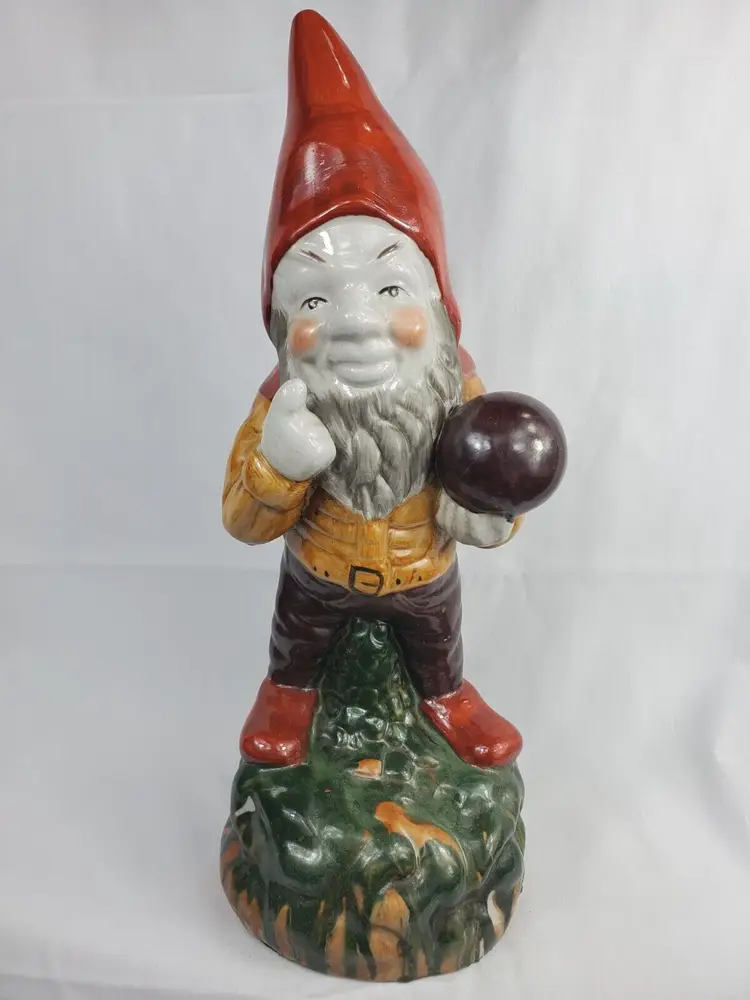 Vintage Phillip Griebel Standing Gnome Ceramic Handmade 12" Garden Figurine