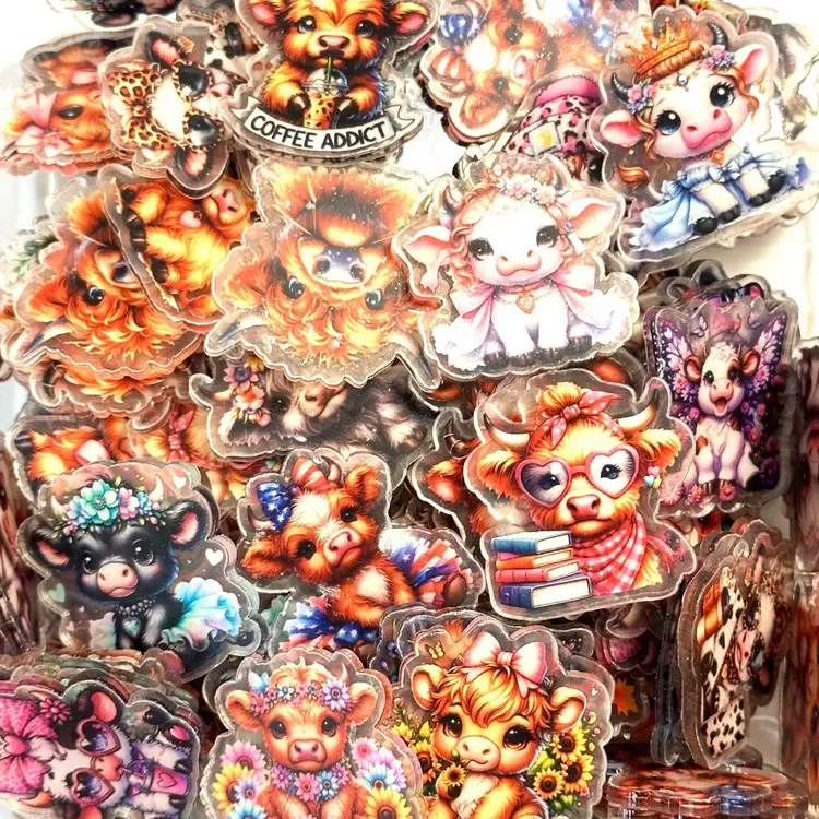 20 Pieces Highland Cow Flat Back Acrylics