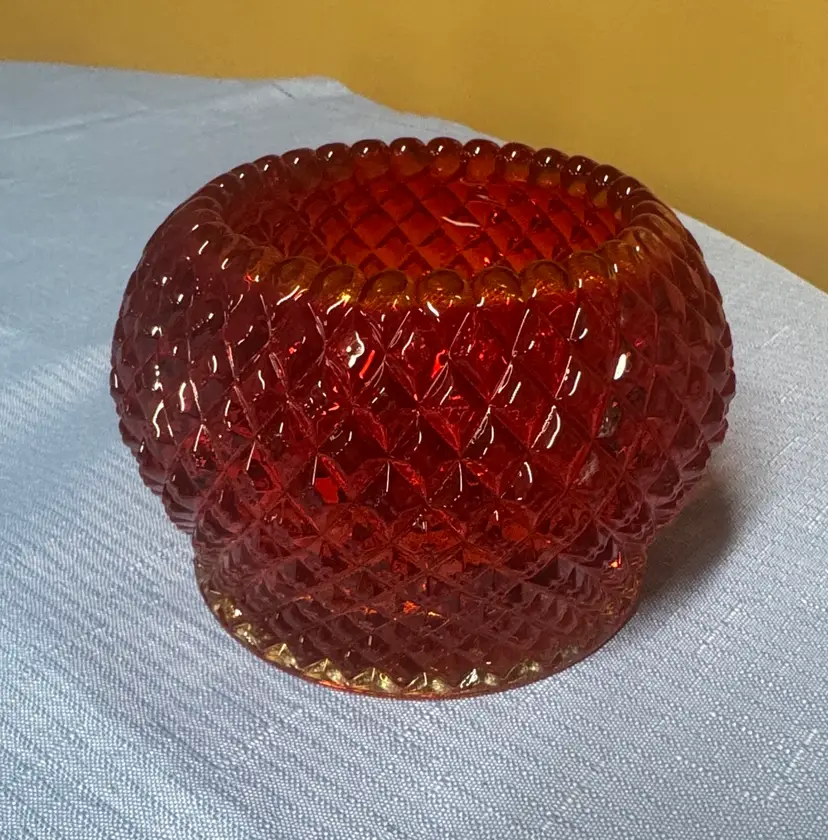 Westmoreland Amberina Ruby Red English Hobnail Glass Bowl or candle holder