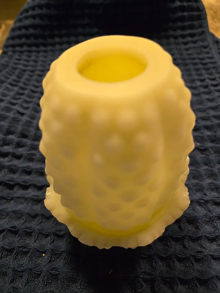 Vintage Fenton Satin Custard Glass Hobnail Fairy Lamp