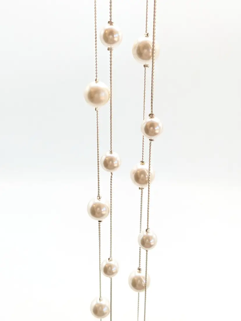Silver Tone Faux Pearl Double Strand Necklace