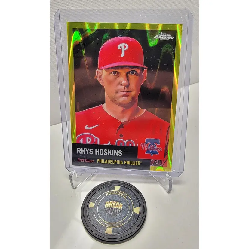 2022 Topps Chrome Platinum Anniversary Rhys Hoskins Yellow Ray Wave /250 Philadelphia Phillies