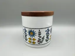 Porcelain Canister Schwarzenhammer Bavaria Wood Lid Floral Germany Salt Cellar