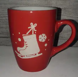 Ice Skate 2021 California Pantry Christmas Coffee Mug Teacup Red & White Texture