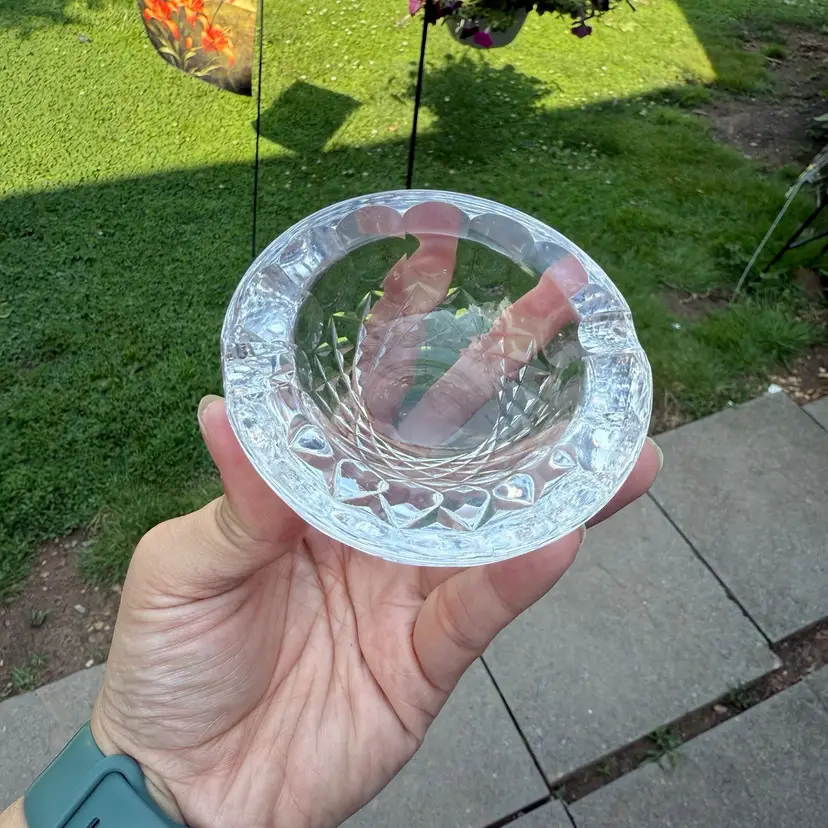 Waterford Cut Faceted Crystal Small Round Ashtray 3.5” Diameter Catchall Trinket