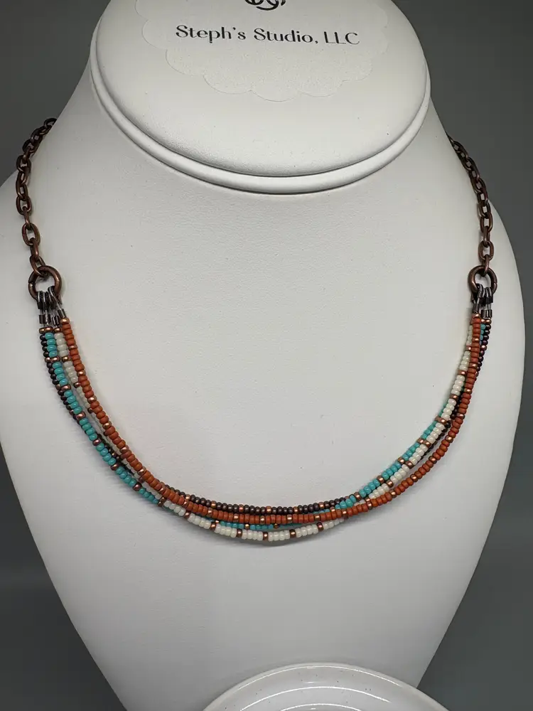 Seed Bead Copper Tone Jewelry Set