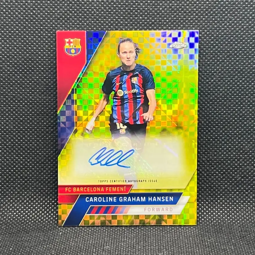 Caroline Graham Hansen 2022/23 Topps Chrome Barcelona Auto /99 #AU-CH Soccer Card