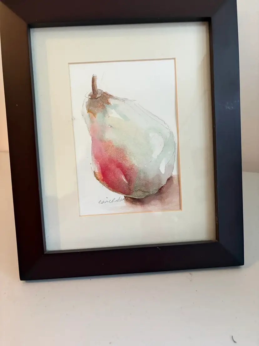 Watercolor Painting Of A Pear Signed By The Artist
