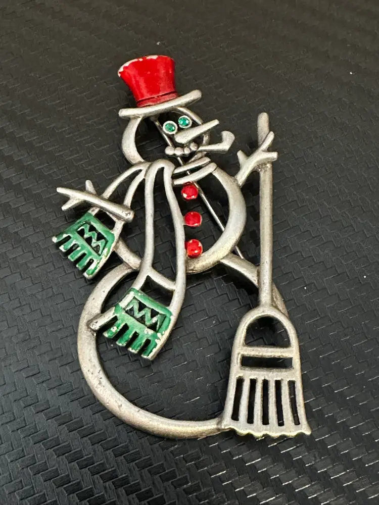 JJ Snowman Brooch