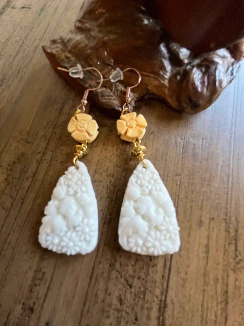 Carved Floral Earrings