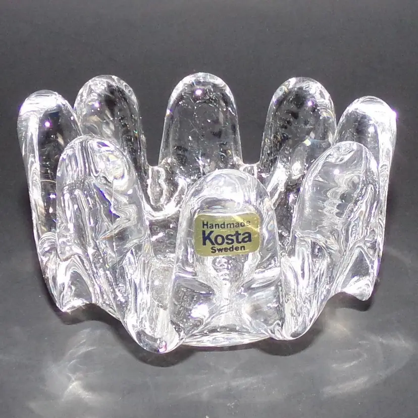 Vintage KOSTA BODA Sweden New In Box SUNFLOWER Crystal Ashtray/Trinket Dish/Votive Holder-RARE!!!