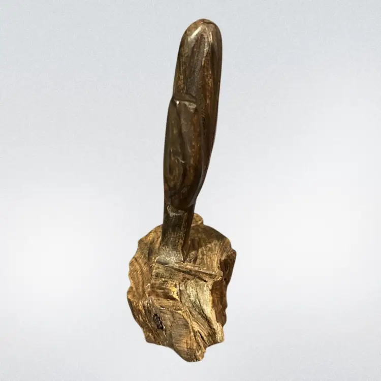 Miniature Wooden Cactus Figurine Made In Mexico, Mini Carved Wood Cactus Sculpture