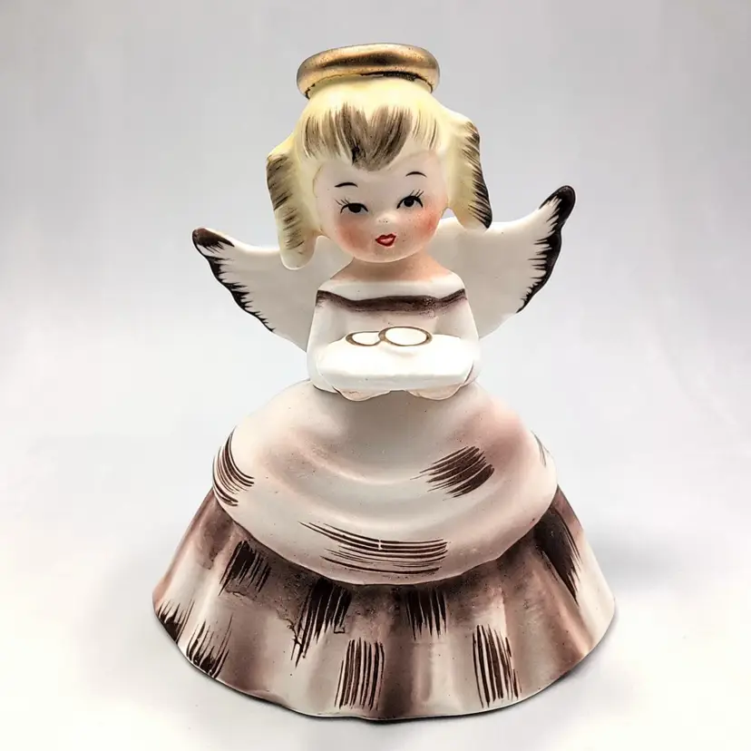 June Angel of the Month Ring Bearer Figurine E-1187 Inarco Japan EUC