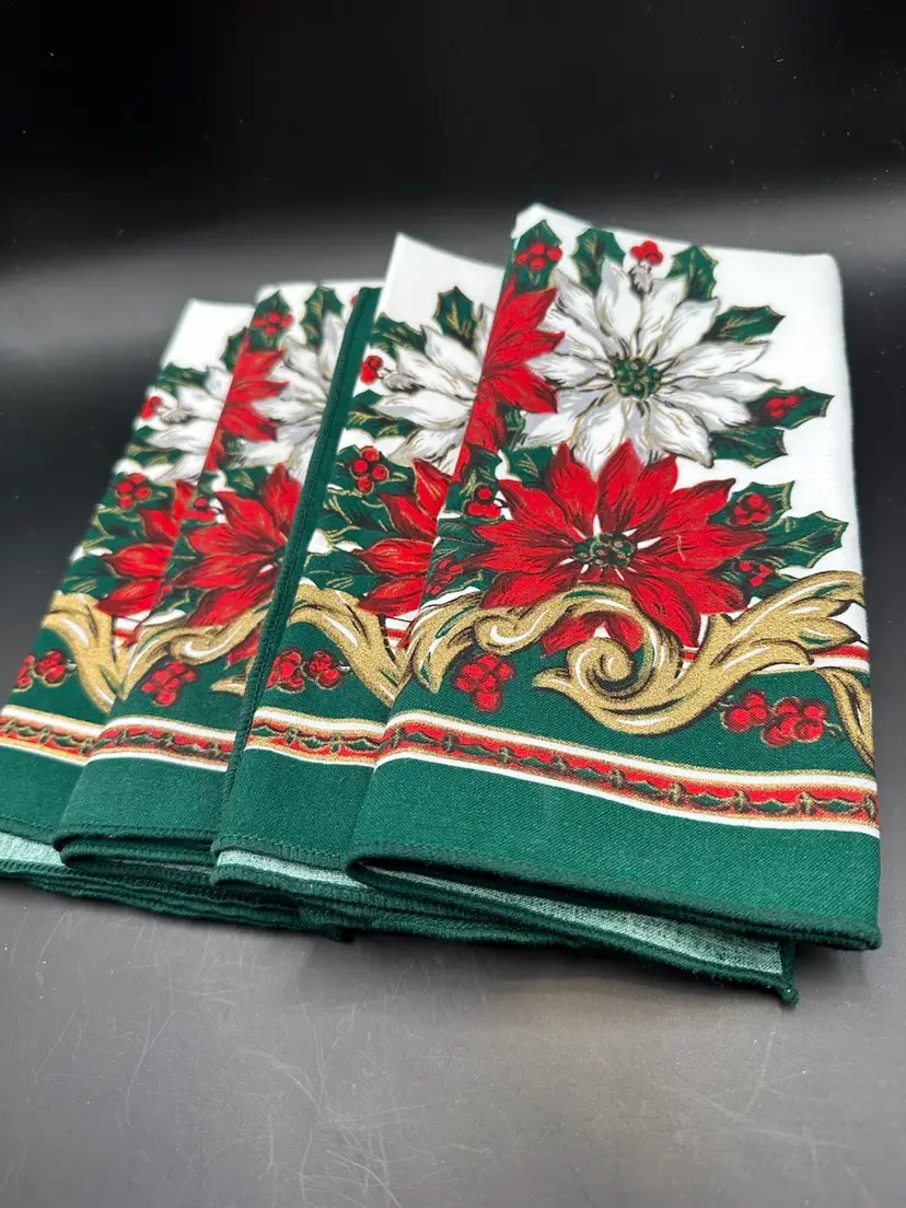 4 Starched Holiday Napkins