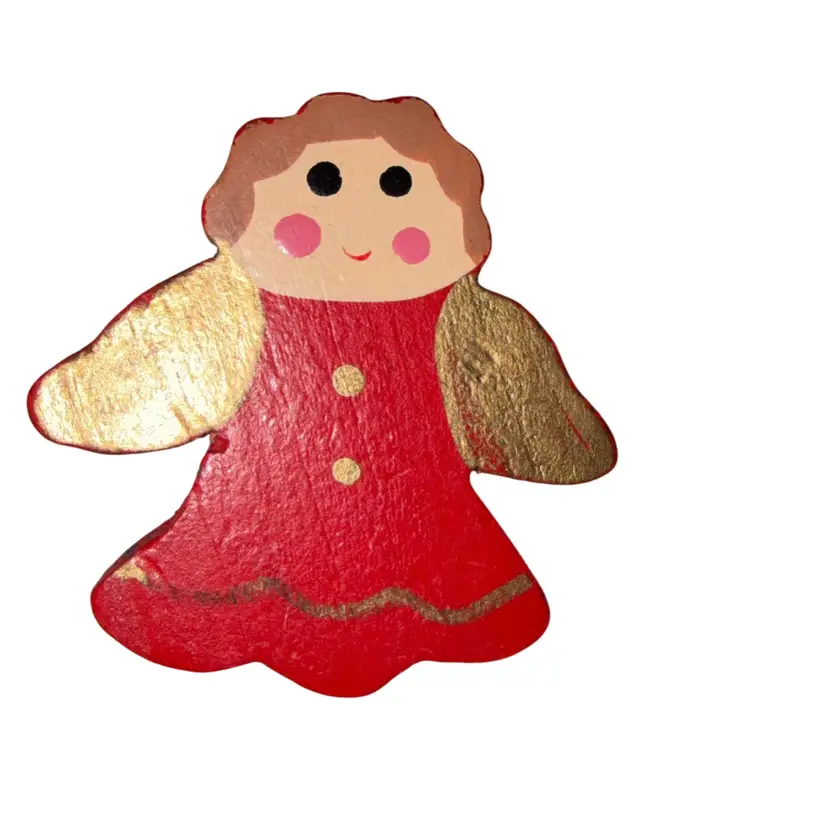 Angel Winged Wooden Brooch