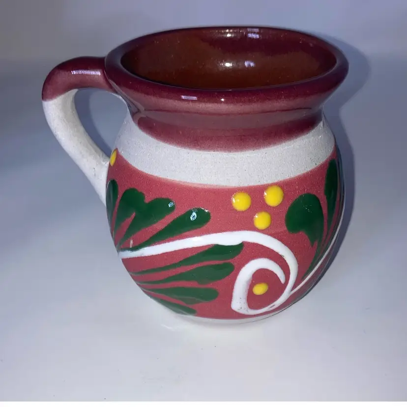Talavera Handpainted Mug?! 4” Tall 5” Wide! Glazed Interior!