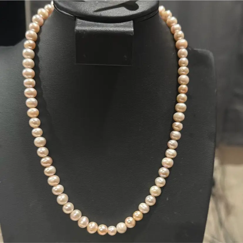 925 sterling pink and white pearls necklace