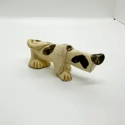 Vintage Clay Hillbilly Hound Dog Puppy Ceramic Cream Brown Hunting Pointer