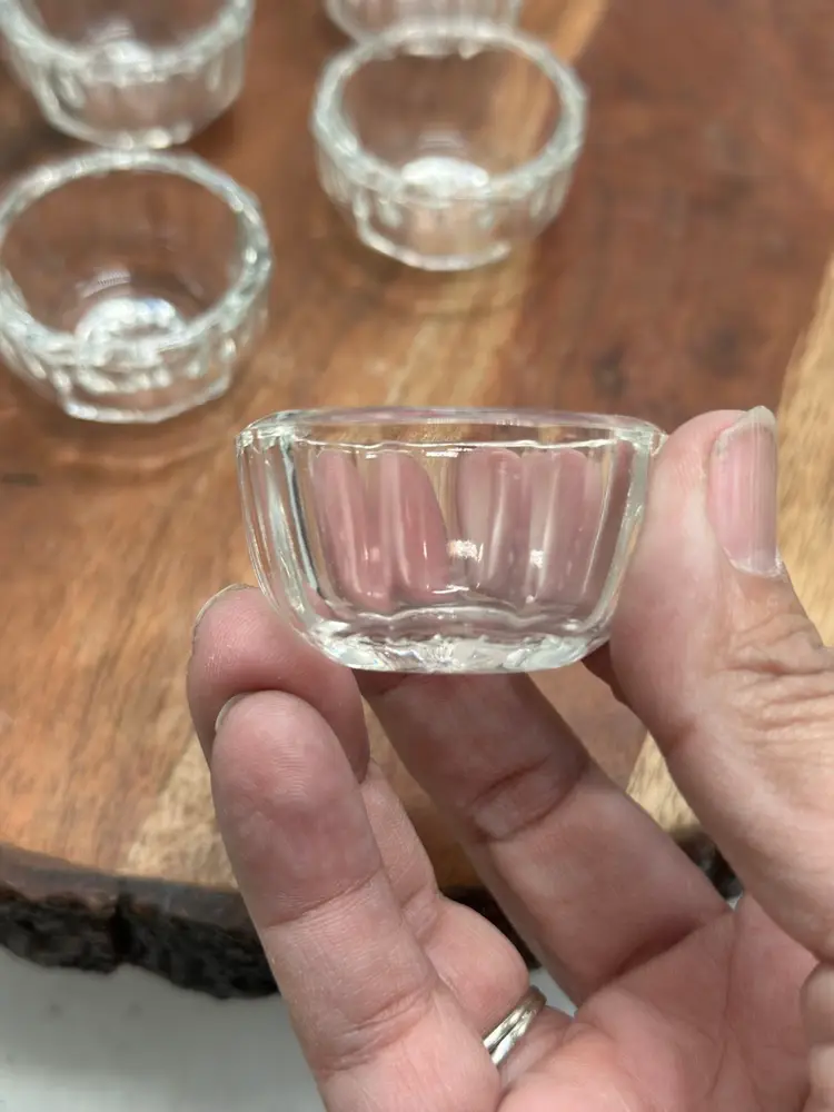 Vintage Salt Cellars, Marble Bases, Paperweight Risers Set Of 5