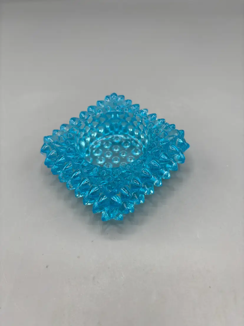 Vintage Fenton hobnail blue glass salt cellar