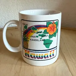 Vintage Hawaii Island and Rainbow Souvinir Travel Novelty Coffee Mug