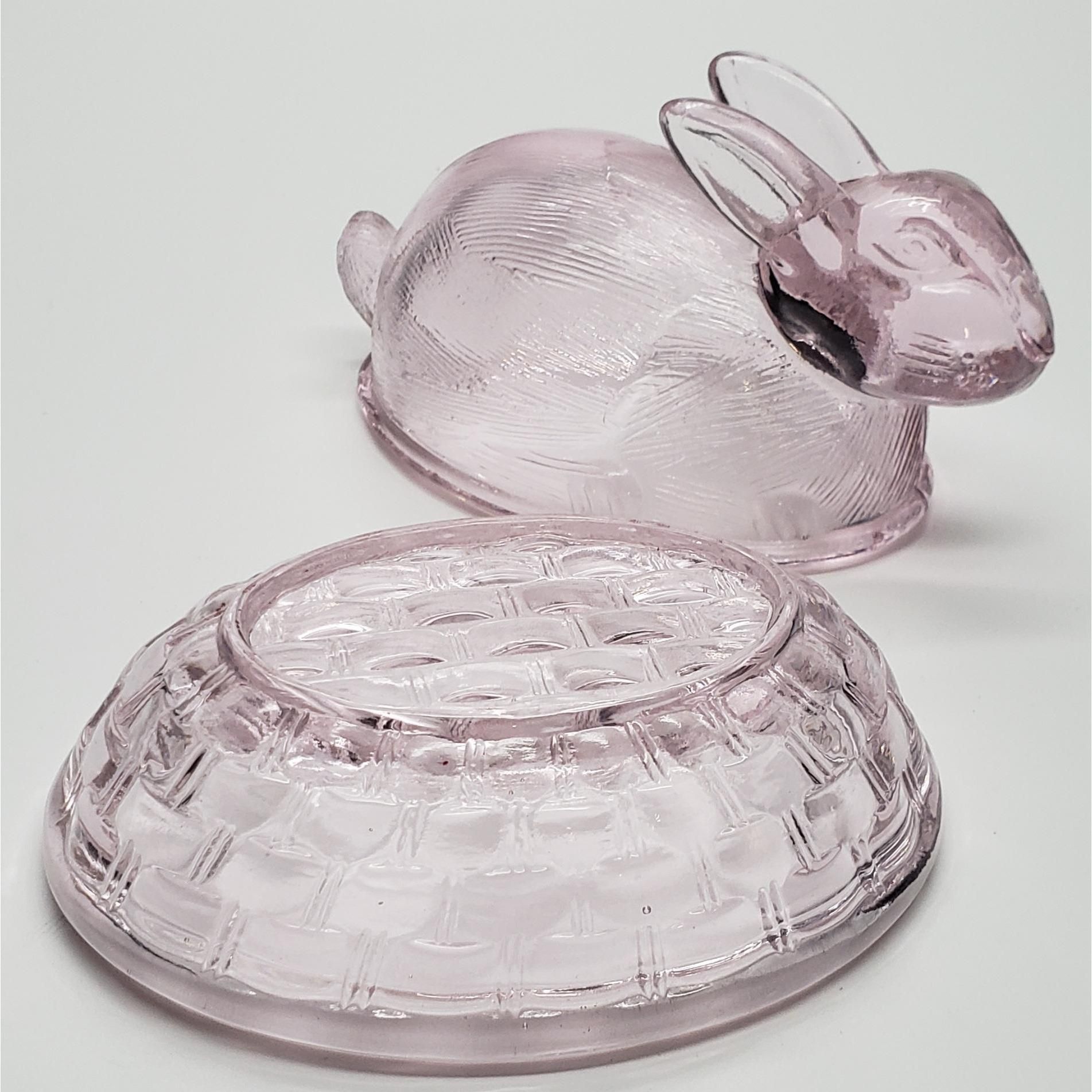 【 candy♩さま】vintage ୨୧ * ウサギさんの テリーヌポット L.E. Smith Pink Glass Bunny Rabbit On Nest Candy Dish MCM | eBay
