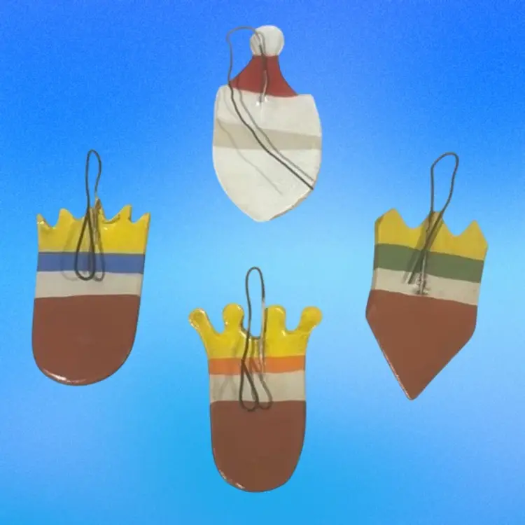 VTG MCM Style Lot of 4 Ceramic Christmas Ornament 3 Kings/Wisemen & Santa