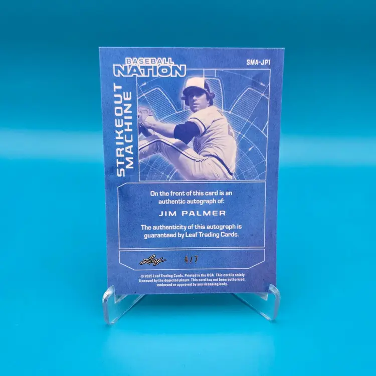 Jim Palmer 2025 Leaf Baseball Nation Strikeout Machine Purple Prismatic Auto 4/7 Baltimore Orioles