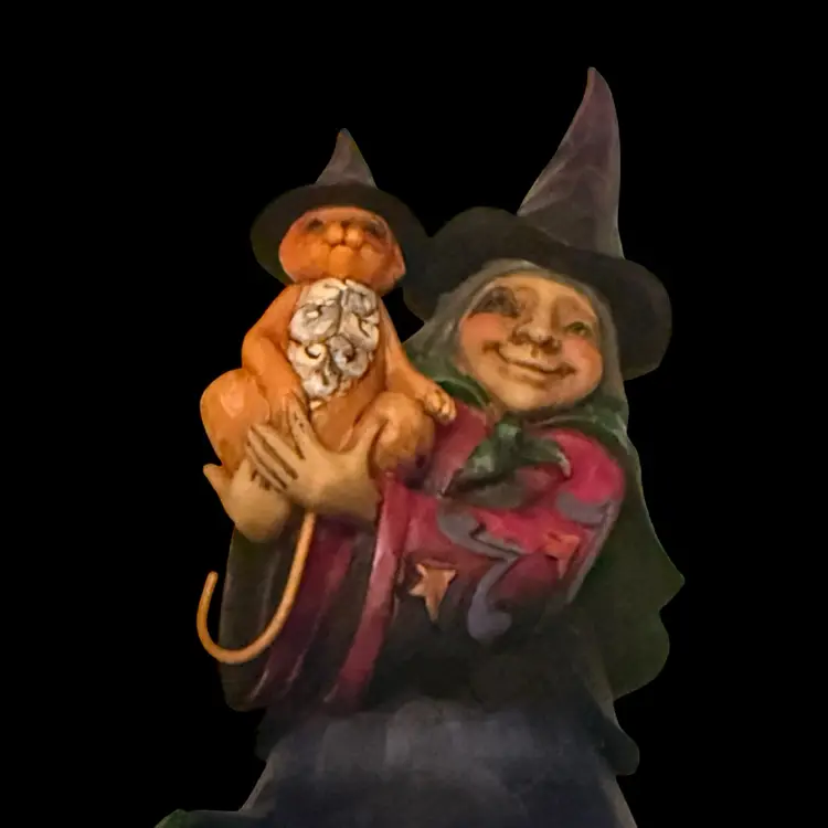Halloween Jim Shore Heartwood Creek Mini Figurine Witch with Cat  4.5”