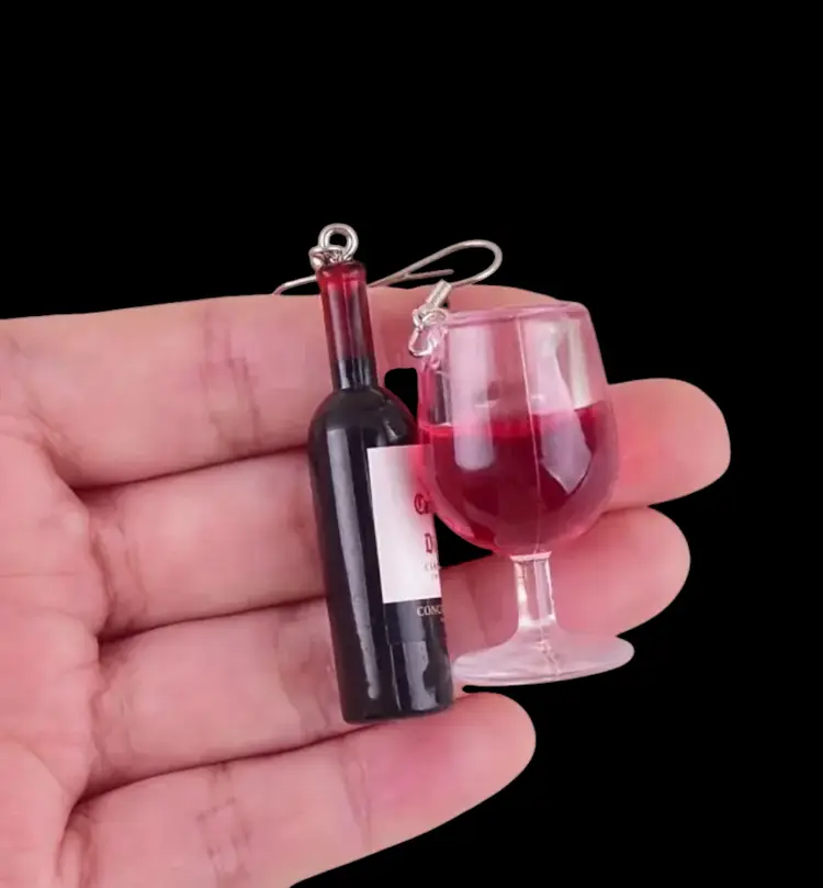 Betsey Johnson  " Cheers" 3D Earrings Nwot