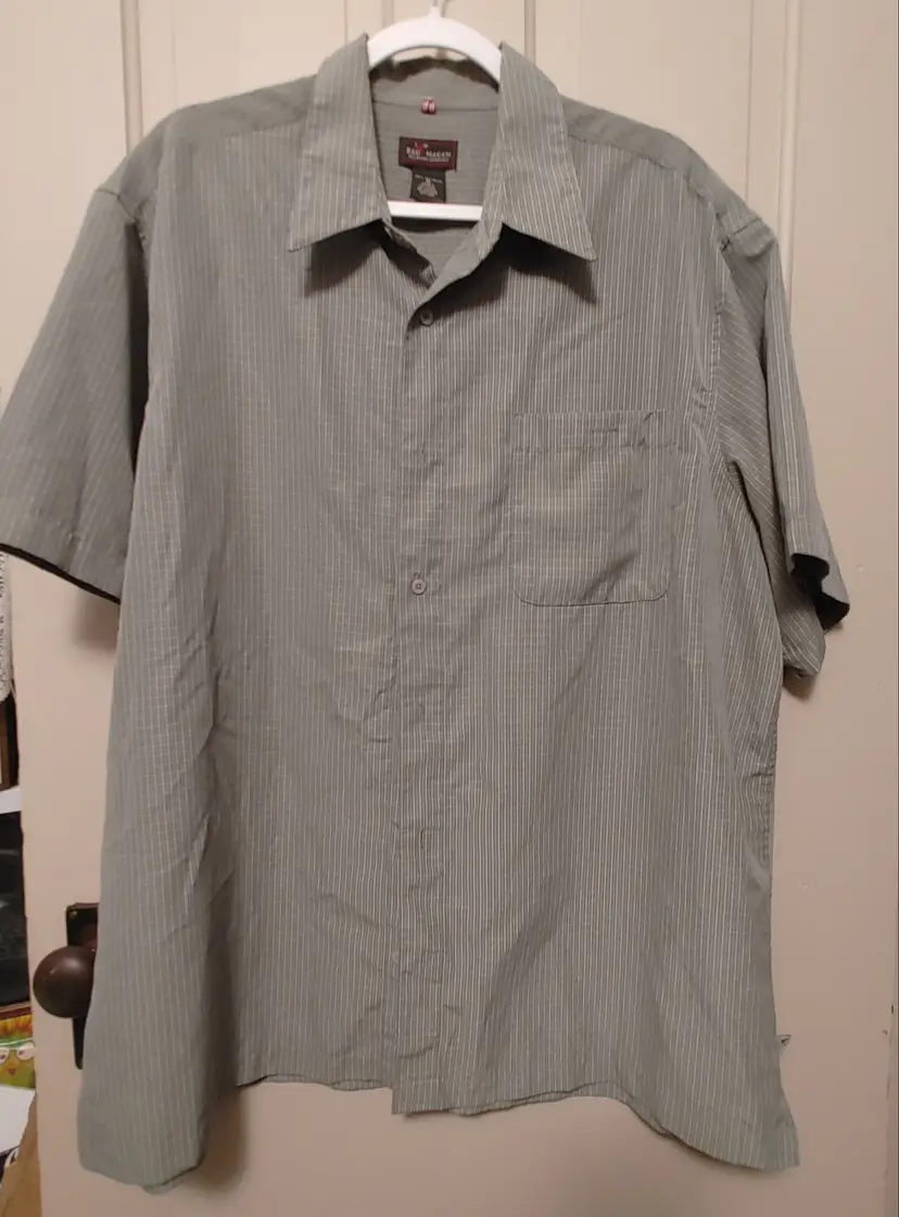 Men's Top- Brand: Red Macaw Trading Co. Size XL. Green striped plaid shirt. 100% polyester. No callouts.