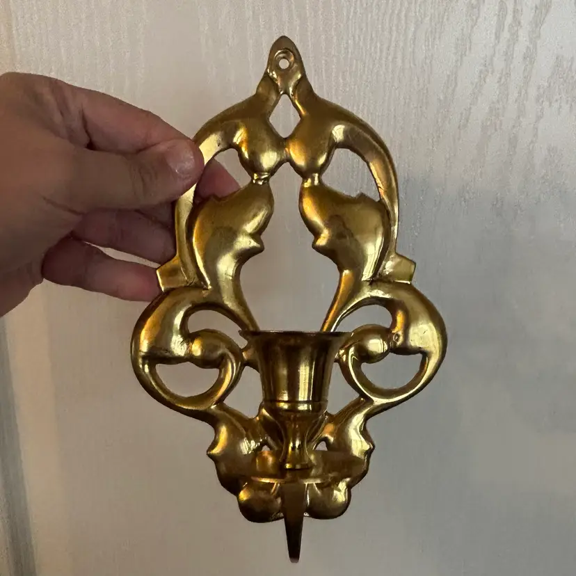 🐇Vintage Art Nouveau Style Solid Brass Candle Sconce